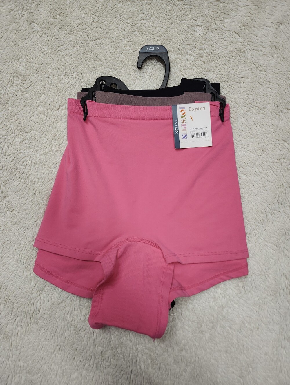 • Joyspun Women Boyshort Panties 3 Pack Sz XXXL 22 Plus NWT Seamless Pink Black